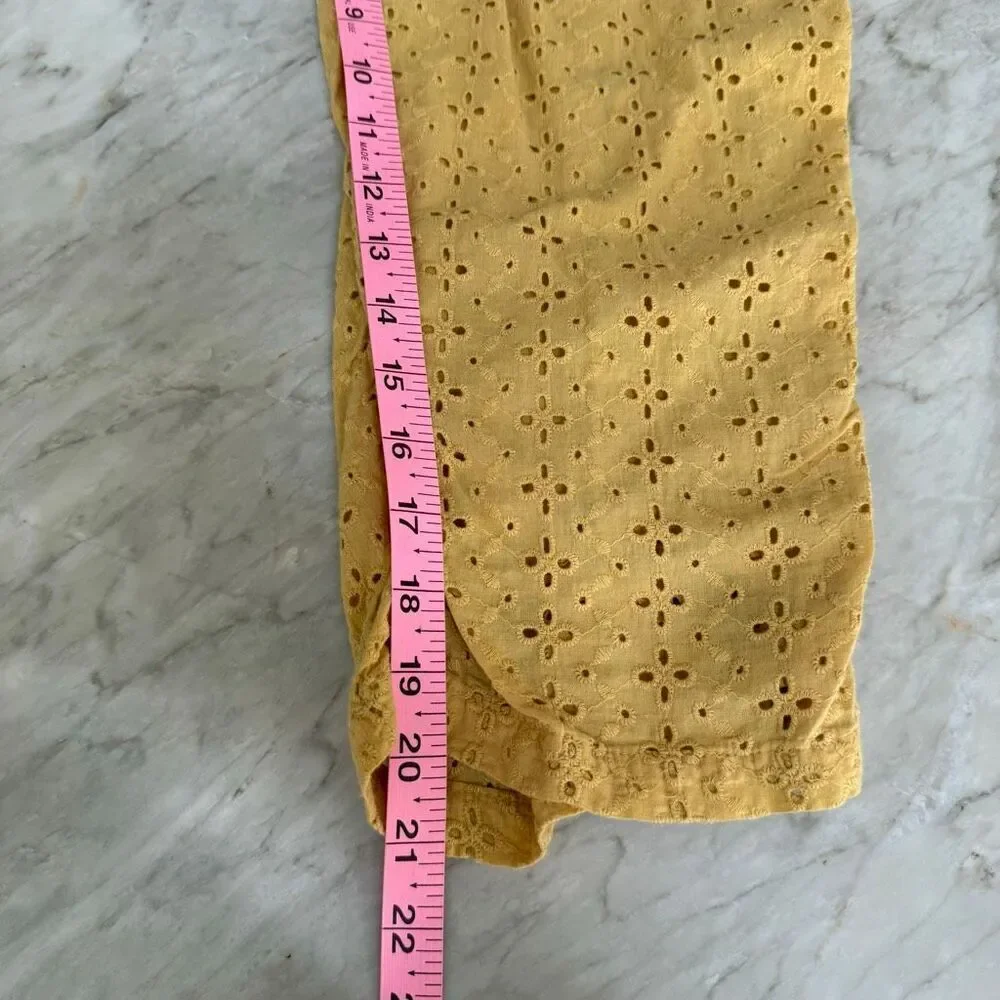 MinkPink My Friend Yellow Eyelet Flutter Sleeve Crop Jumpsuit Size XS - Picture 8 of 8